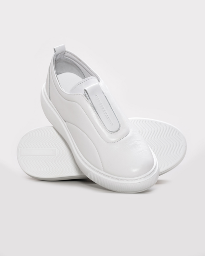 Hakiki Deri Beyaz Kadın Casual Ayakkabı (CW-04)